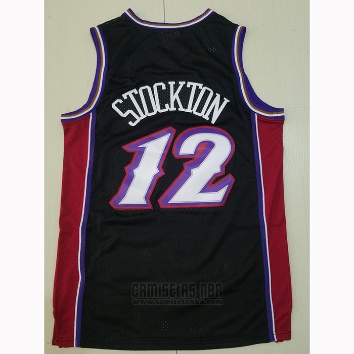 Camiseta Utah Jazz John Stockton #12 Hardwood Classics 1998-99 Negro